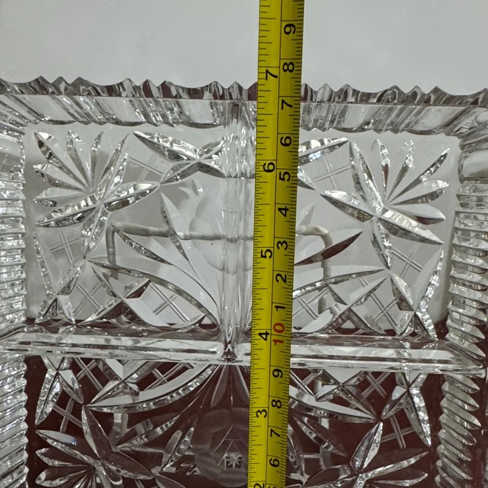 Vintage Lead Crystal Relish Dish, Elegant, and Pristine Divided 3-Section